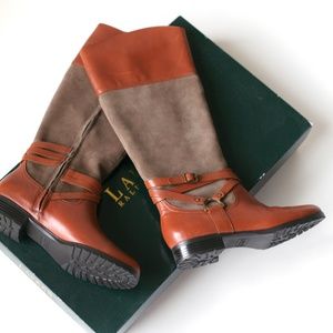 Ralph Lauren Brown and Tan Women's Boots